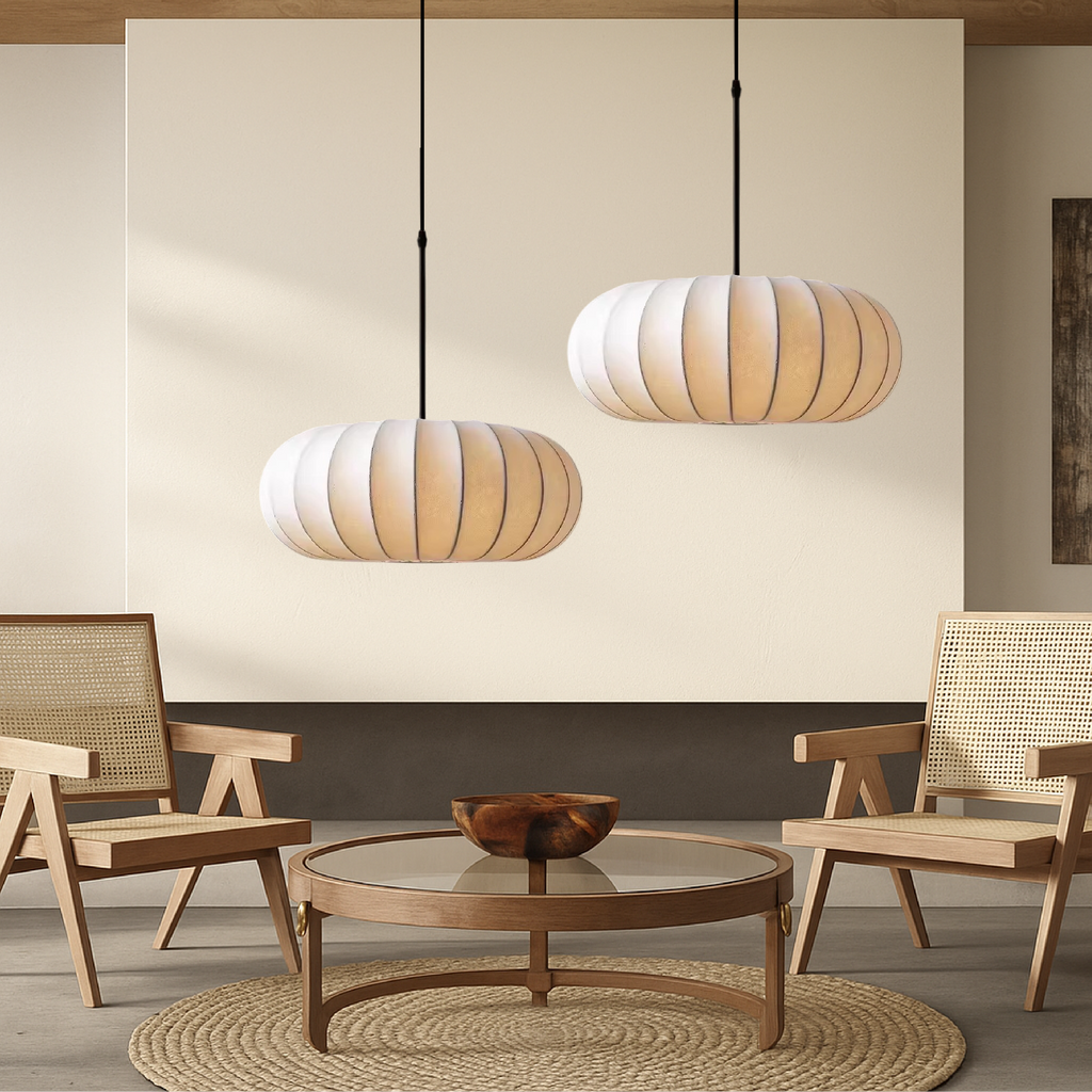 Suspension Ovale Scandinave en Tissu Lumide