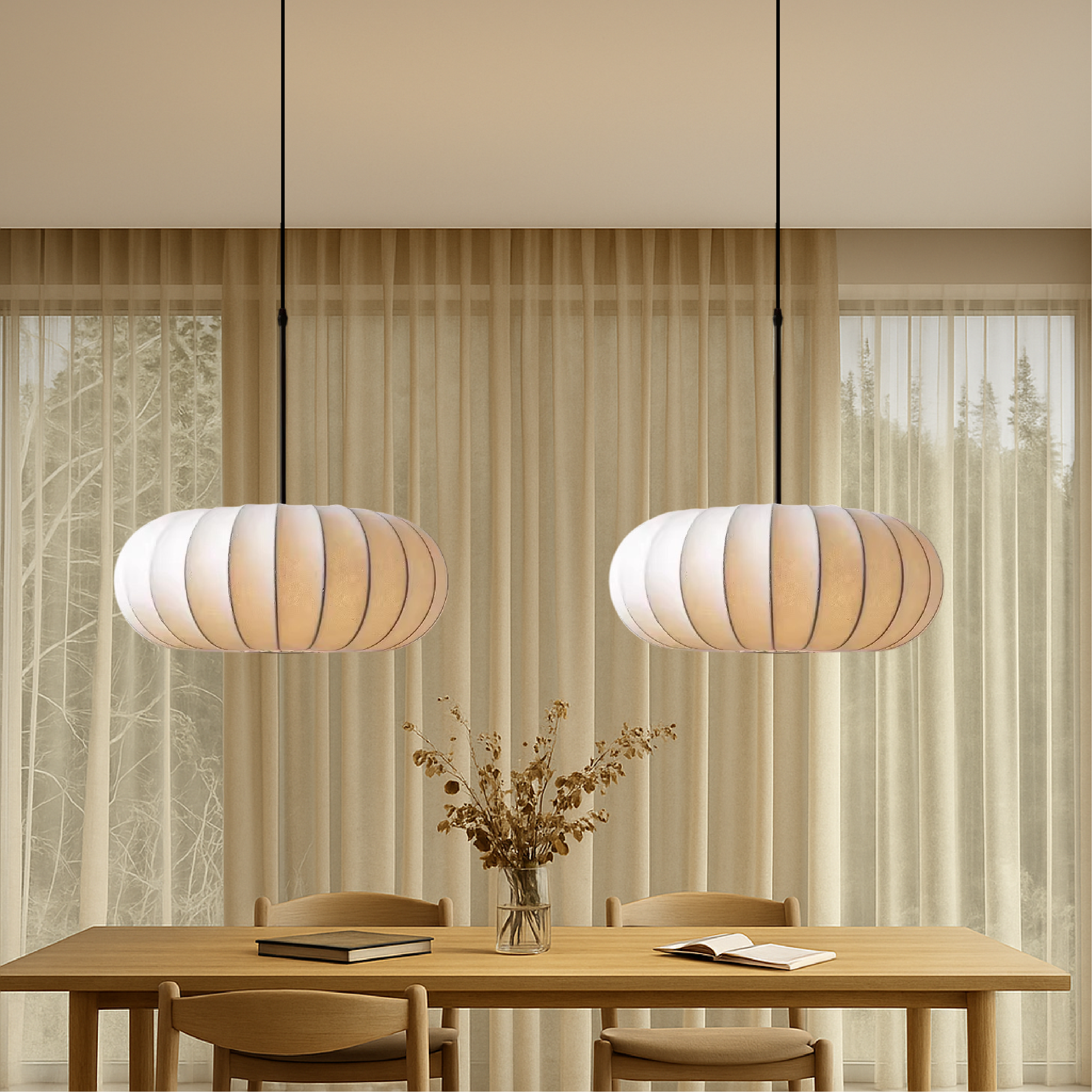 Suspension Ovale Scandinave en Tissu Lumide