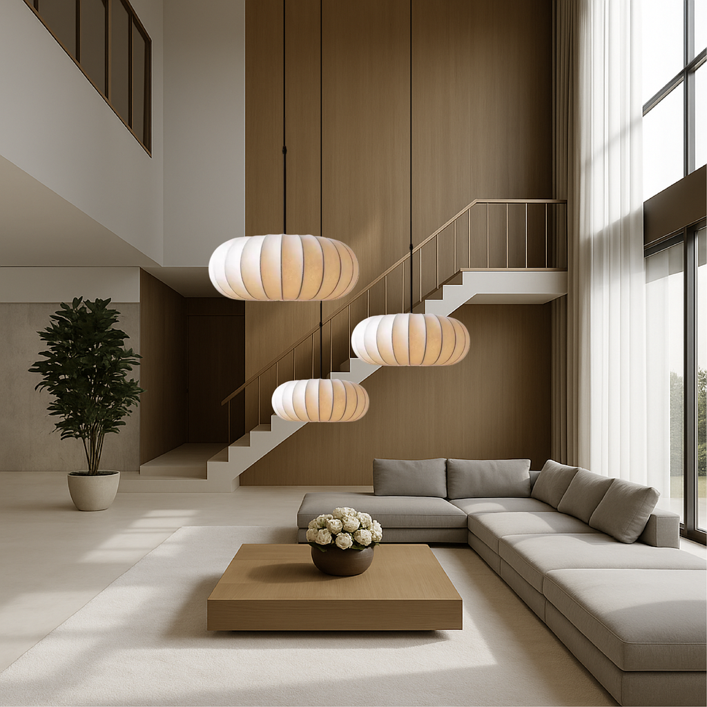 Suspension Ovale Scandinave en Tissu Lumide