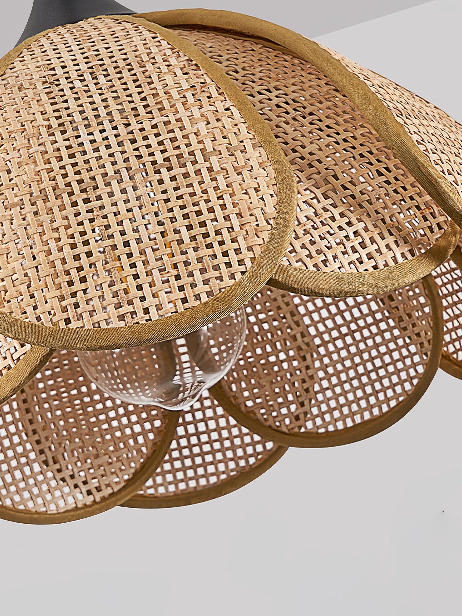 Suspension en Rotin et Tissu Lumide