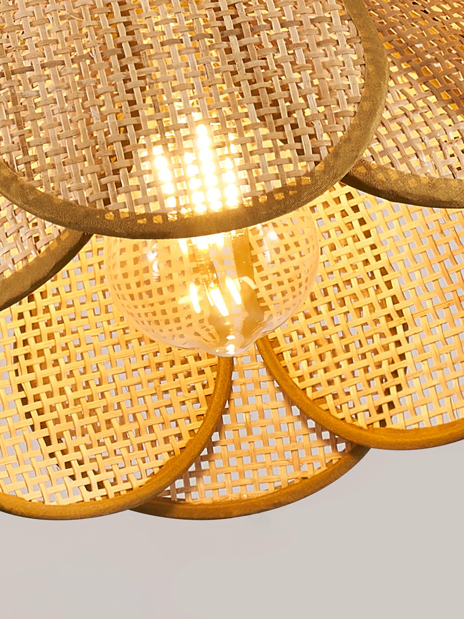 Suspension en Rotin et Tissu Lumide