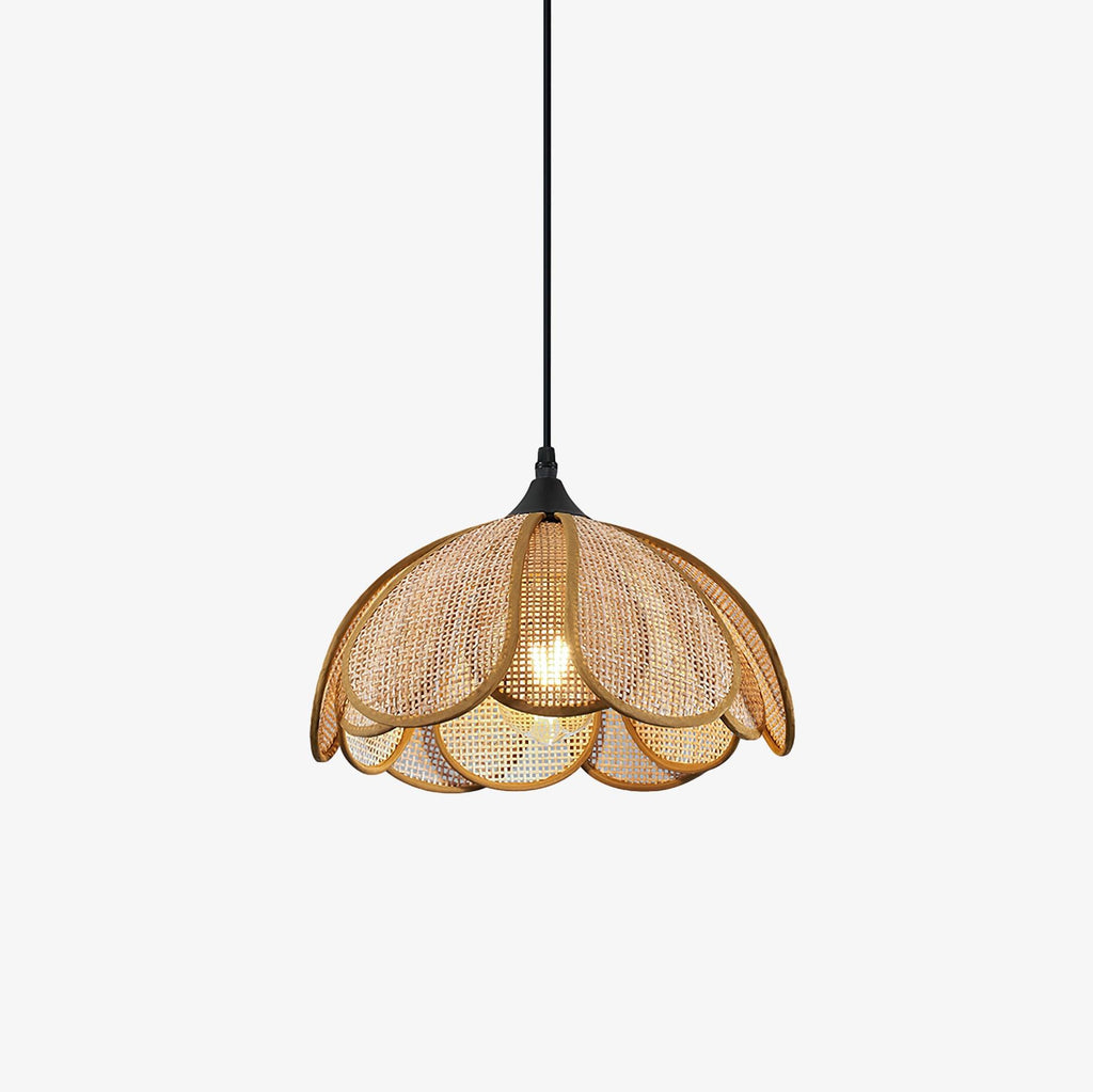 Suspension en Rotin et Tissu Lumide