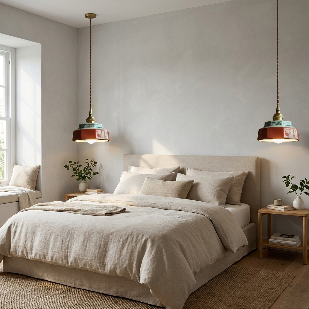 Luminaire Suspension Céramique - Artisanale & Laiton Doré eispas