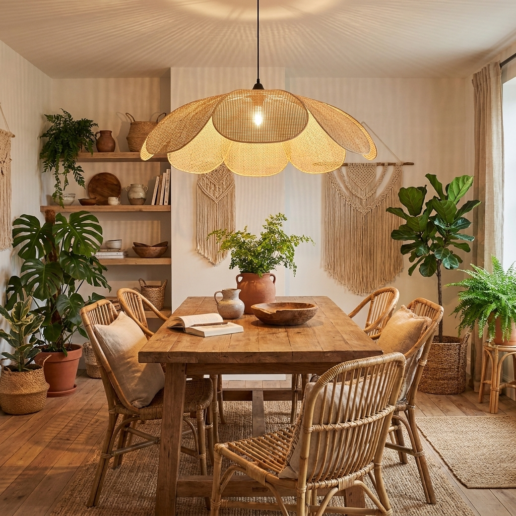 Luminaire Suspension Rotin - Fleur Naturelle & Bohème eispas