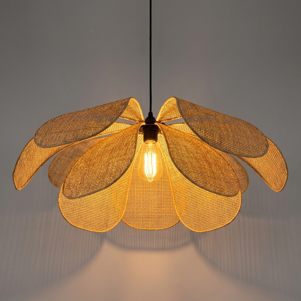 Luminaire Suspension Rotin - Fleur Naturelle & Bohème eispas