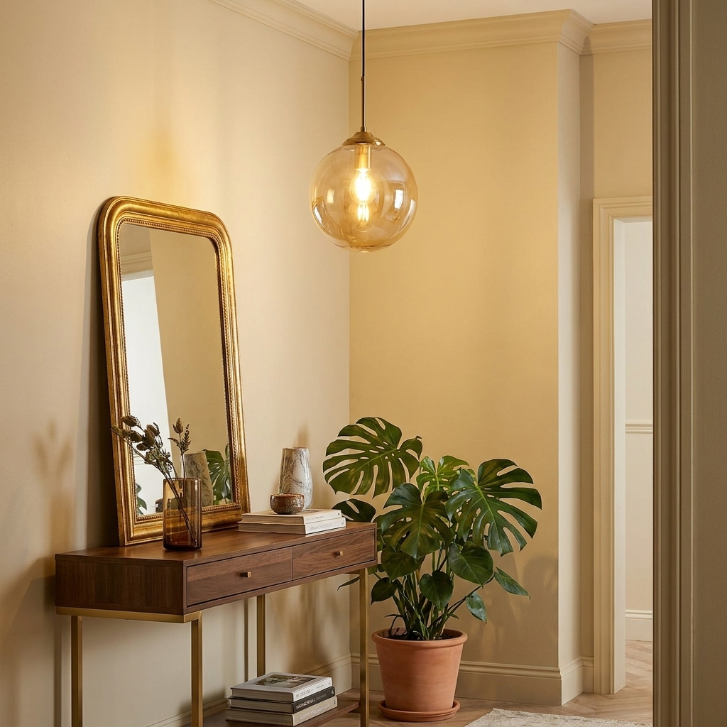 Luminaire Suspension Verre Globe - Ampoule Filament & Laiton Doré eispas