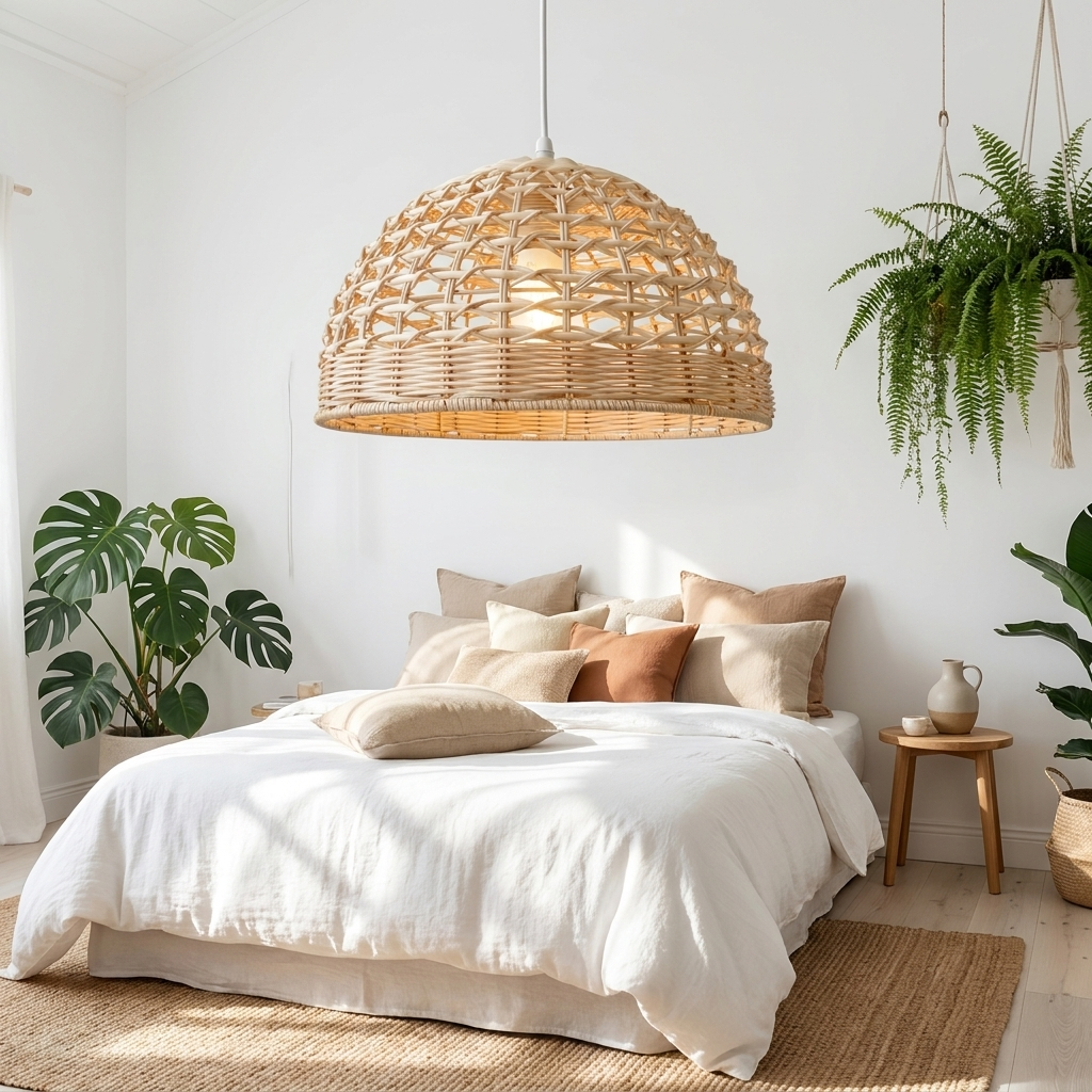 Luminaire Suspension Rotin - Dôme Naturel & Bohème eispas