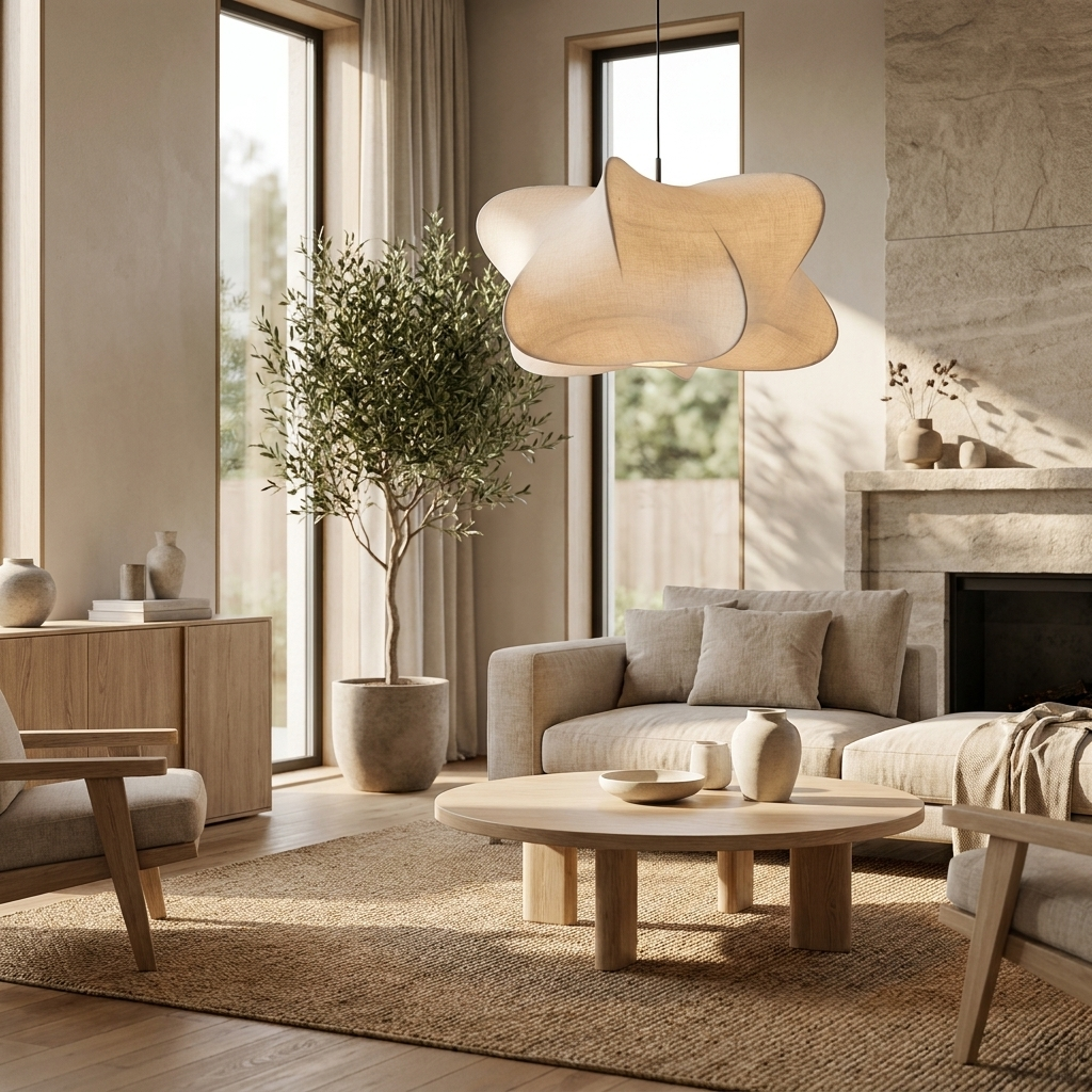 Lampe suspendue Wasinda en soie Lumide