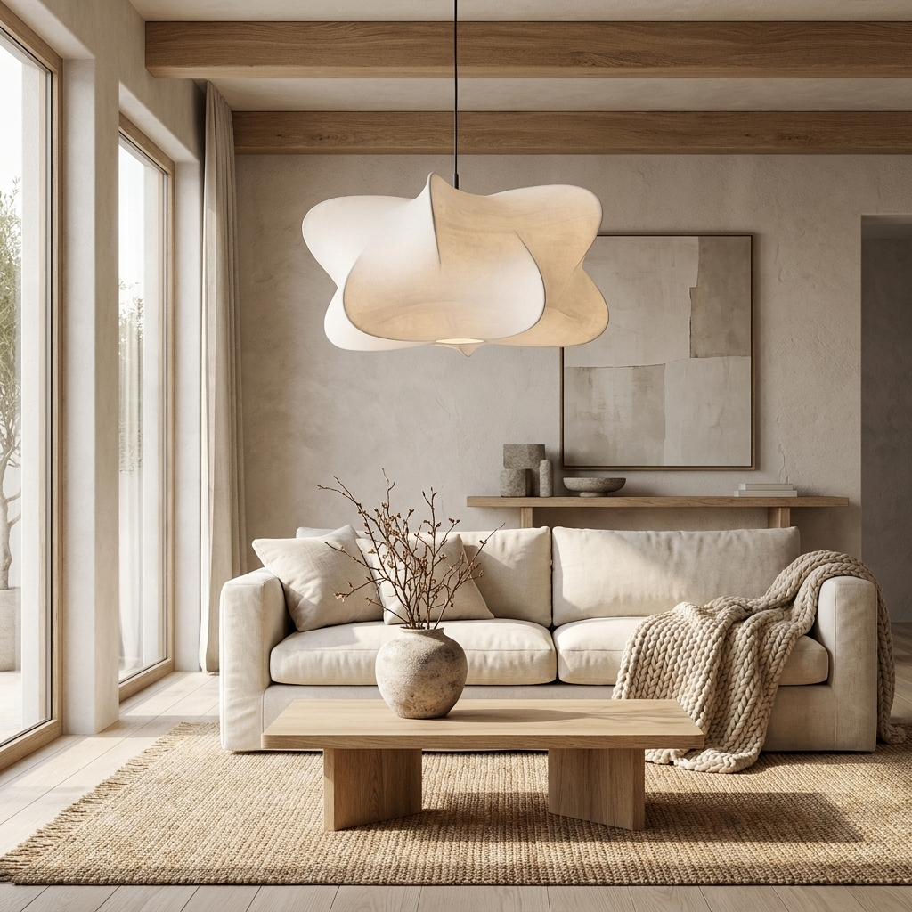 Lampe suspendue Wasinda en soie Lumide