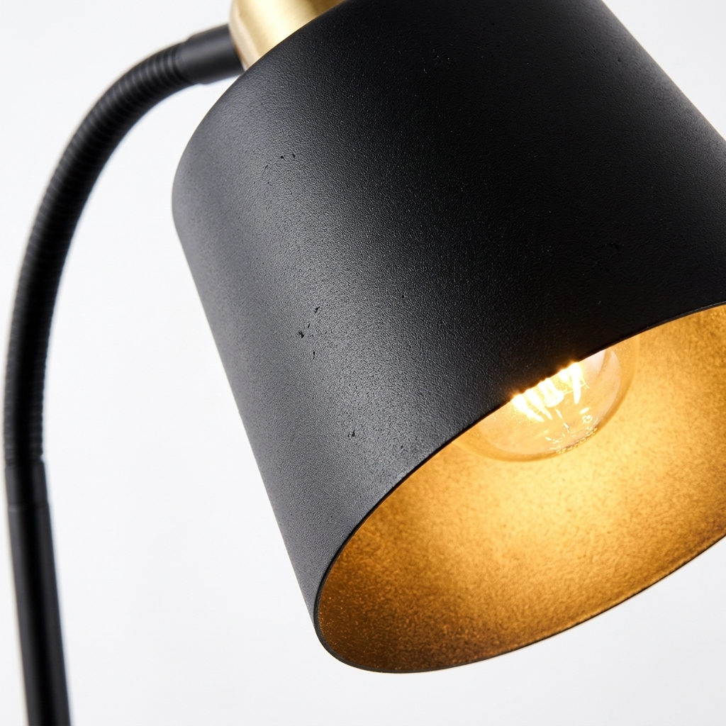 Lampadaire Col de Cygne Noir & Laiton - Éclairage Directionnel Flexible 120cm eispas