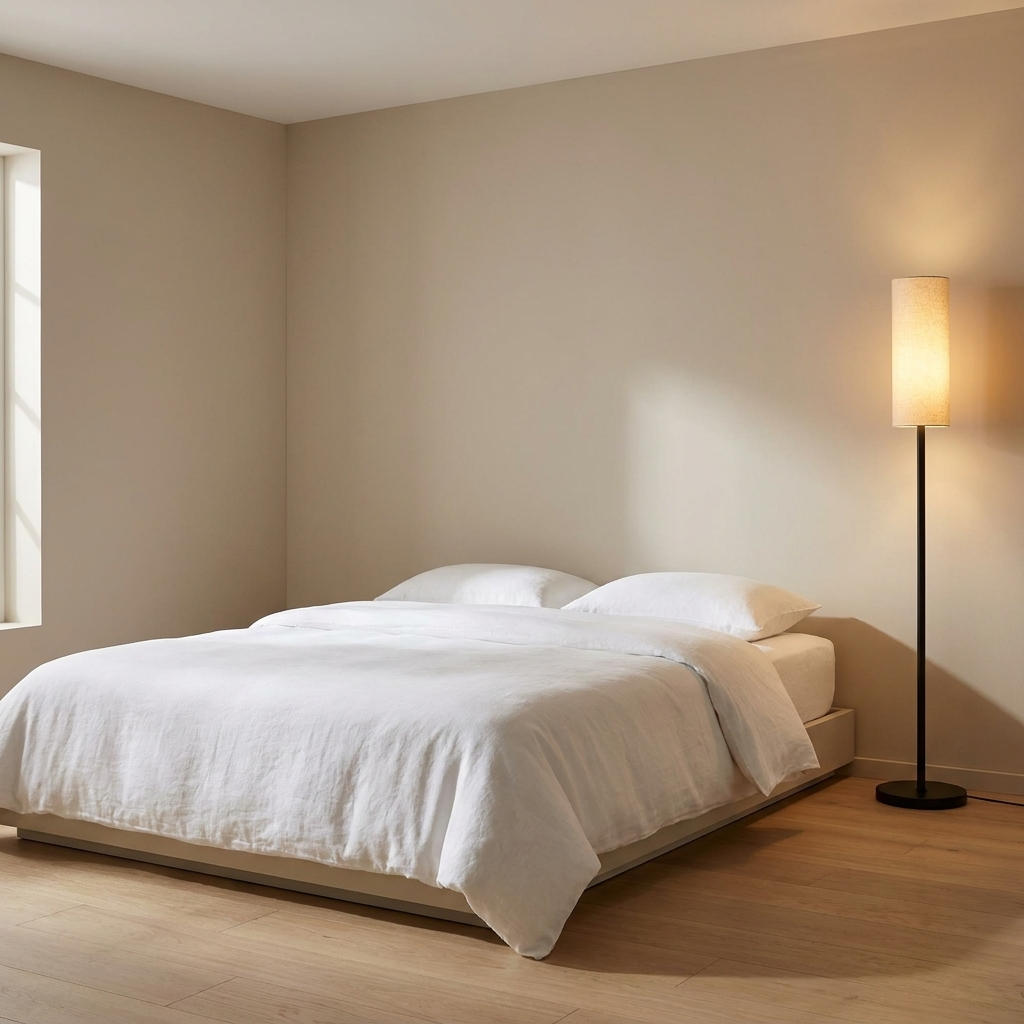 Lampadaire tige fine noire - abat-jour cylindrique blanc, eispas