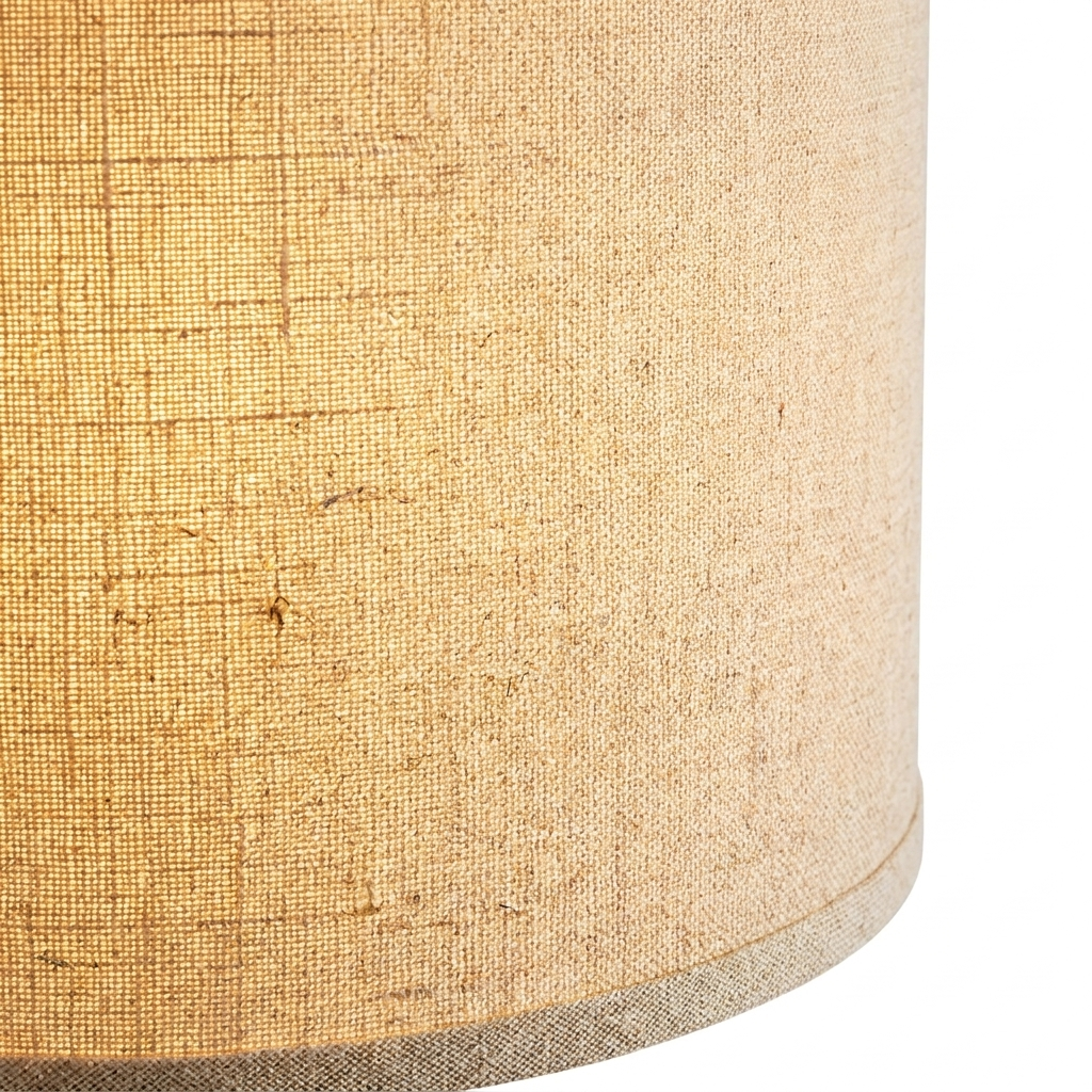 Lampadaire arc tige noire - abat-jour tambour lin beige, 3 températures eispas
