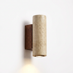 Applique murale cylindre béton & bois - double éclairage haut/bas eispas