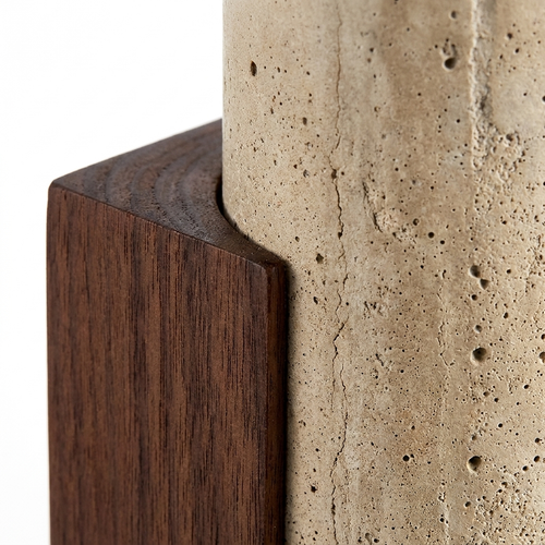Applique murale cylindre béton & bois - double éclairage haut/bas eispas