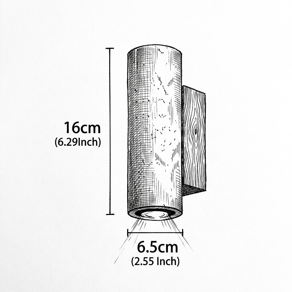 Applique murale cylindre béton & bois - double éclairage haut/bas eispas