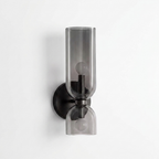 Applique murale cylindre verre fumé - double ampoule apparente eispas