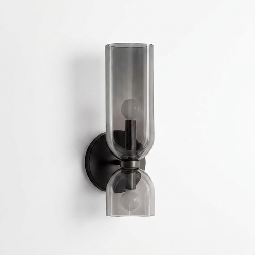 Applique murale cylindre verre fumé - double ampoule apparente eispas