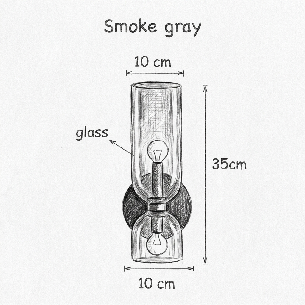 Applique murale cylindre verre fumé - double ampoule apparente eispas