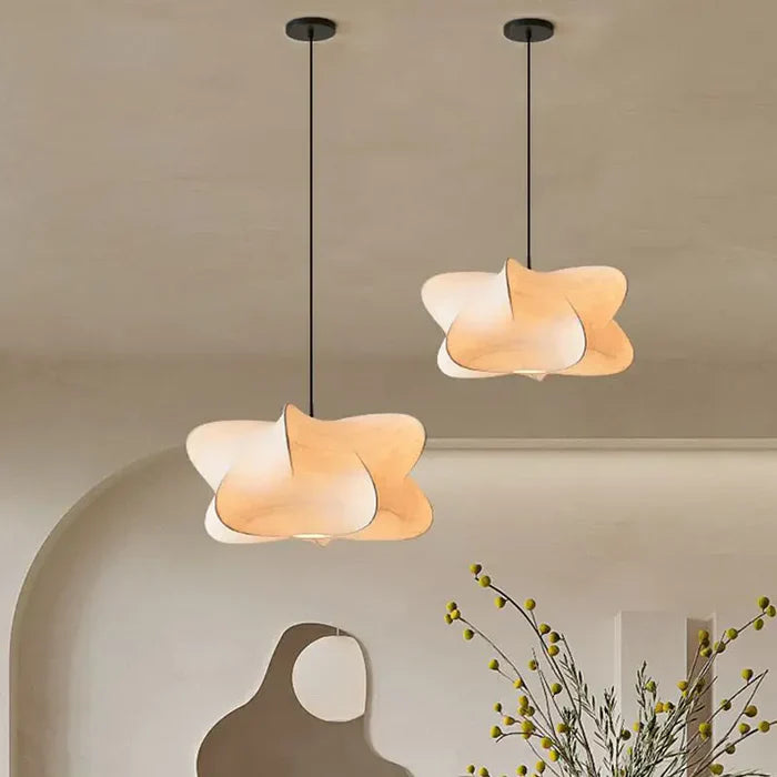 Lampe suspendue Wasinda en soie Lumide